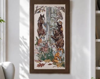 Woodland Animal Panel Embroidery Design Forest Friends Pattern Wildlife Creature File