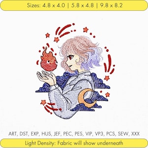 Anime Character Machine Embroidery Design Studio Ghibli Character Howl&#39;s Moving Castle Embroidery Design Famous Anime Character Designs