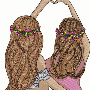 Best Friends Machine Embroidery Pattern Sisters Embroidery Designs Friends Embroidery Patterns Instant Download Digital Embroidery Files