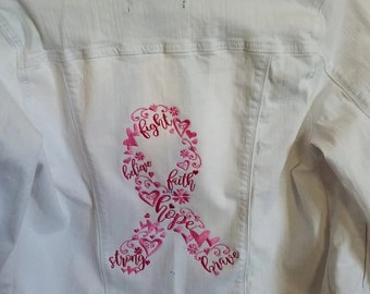 Cancer Ribbon Embroidery Design Cancer Sign Embroidery Design Breast Cancer Ribbon Embroidery Hope Fiath Fight Cancer Ribbon DST PES File