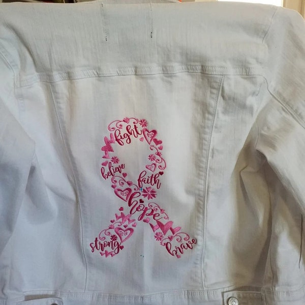 Cancer Ribbon Embroidery Design Cancer Sign Embroidery Design Breast Cancer Ribbon Embroidery Hope Fiath Fight Cancer Ribbon DST PES File