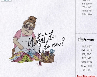 Funny Old Grandma Embroidery Design: Sewing Granny Quote (Instant Download)