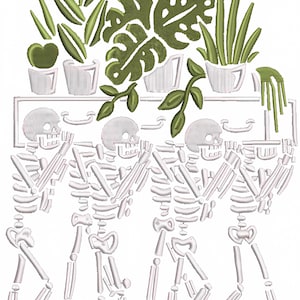 Bury Me With My Plants Embroidery Pattern Funny Quote Embroidery Design Plants Embroidery Skeleton Embroidery Design Plants Garden  Design