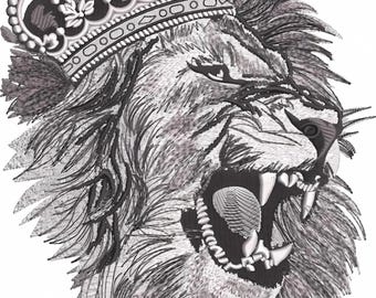Lion Machine Embroidery Design Lion With Crown Embroidery Design Animal Embroidery Design Loin DST PES File Lion Digital Embroidery Designs