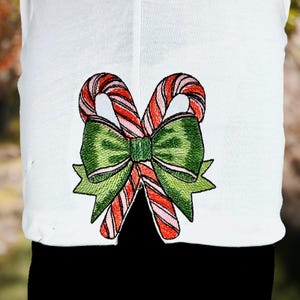 Candy Canes Side Bow Machine Embroidery Design Christmas Split Bow Embroidery Sweatshirt Embroidery Design Candy Canes Split Bow Design