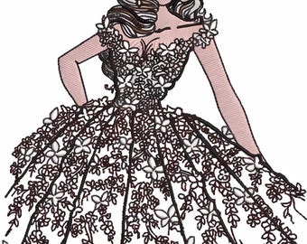 Bridal Dress Embroidery Design Beautiful Dress Embroidery Design Bridal Dress DST PES File Bridal Dress Digital Embroidery Instant Download
