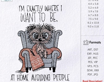 Funny Dog Embroidery Design Quirky Dog Quote Machine Embroidery Pattern Instant Download PES