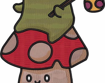 Frog Mushroom Embroidery Design Frog Embroidery Designs Mushroom Embroidery Designs  Kawaii Frog Embroidery Designs Frog Embroidery Files