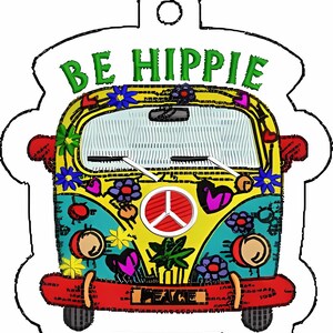 ITH Be Hippie Schlüsselanhänger Geschenkidee Für Kinder Freunde Cartoon In The Hoop Instant Download PES DST Datei Instant Download Stickmuster