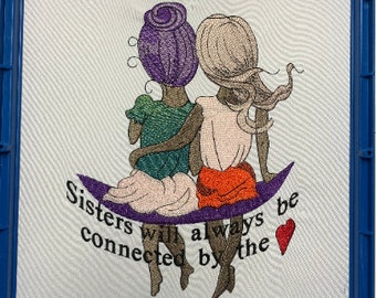 Sisters Love Embroidery Design Sisters Embroidery Designs Friends Embroidery Designs Instant Download Digital Embroidery JEF PES DST Files