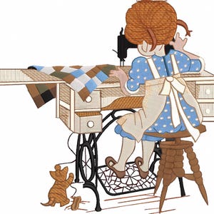 Girl Sewing Machine Embroidery Design Machine Embroidery Pattern Girl Sewing Design Embroidery Sewing Machines DST PES Digital Embroidery