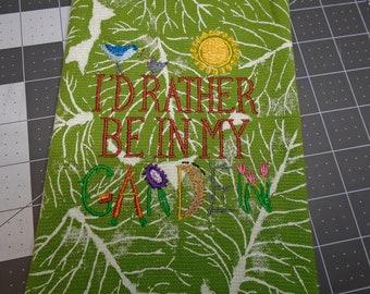 Rather Be In My Garden Machine Embroidery Design In My Gardening Embroidery File Garden Quote DST PES File Digital Embroidery Design