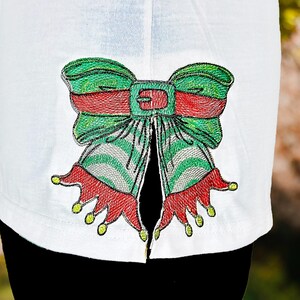 Christmas Elf Bow SplitBow  Embroidery Design Christmas Split Bow Sweatshirt Embroidery Design Santa Embroidery Bow Elf Design ChristmasFile
