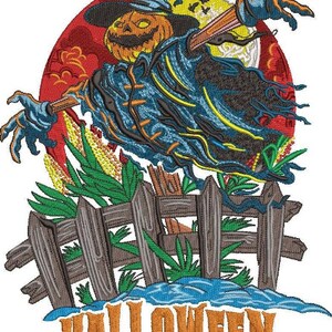Halloween Embroidery Design Halloween Scarecrow Embroidery Design Scarecrow DST PES File Embroidery Halloween Scarecrow Design Digital File image 3