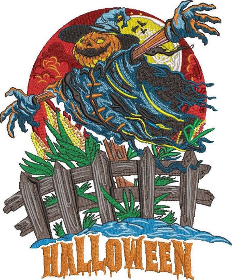 Halloween Embroidery Design Halloween Scarecrow Embroidery Design Scarecrow DST PES File Embroidery Halloween Scarecrow Design Digital File image 3