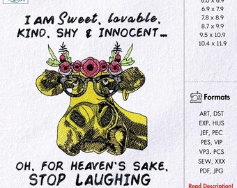 Funny Cow Embroidery Design Sarcastic Quote Pattern Sassy Farm Animal File