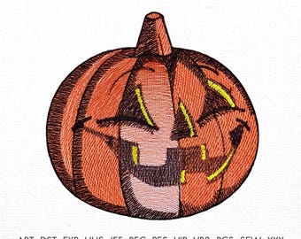 Smiling Pumpkin Embroidery Design, Spooky Jack O Lantern (Digital Download)