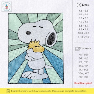 Dog Embroidery Design Animal Machine Embroidery Pattern Retro Style Embroidery Woodstock Design Peanuts Inspired Embroidery Nosey Dog Design