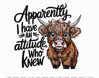 Highland Cow Embroidery Design Scottish Highland Cow Embroidery Designs Animal Machine Embroidery Patterns Funny Sassy Highland Cow Download