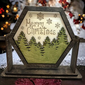 Frohe Weihnachten Dekoration mit Silhouette Bäume | Einsatz für Hexagon Rahmen |DIGITALDATEI| svg |Laserdrucker |Glowforge |Lightburn