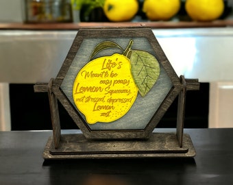 Easy Peasy Lemon Squeezy Motivational sign | Insert for Hexagon Frame |DIGITAL FILE| SVG/pdf |Laser printer