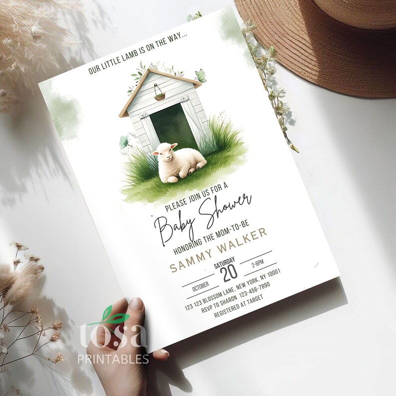 EDITABLE Lamb Baby Shower Invitation Template INSTANT DOWNLOAD ...