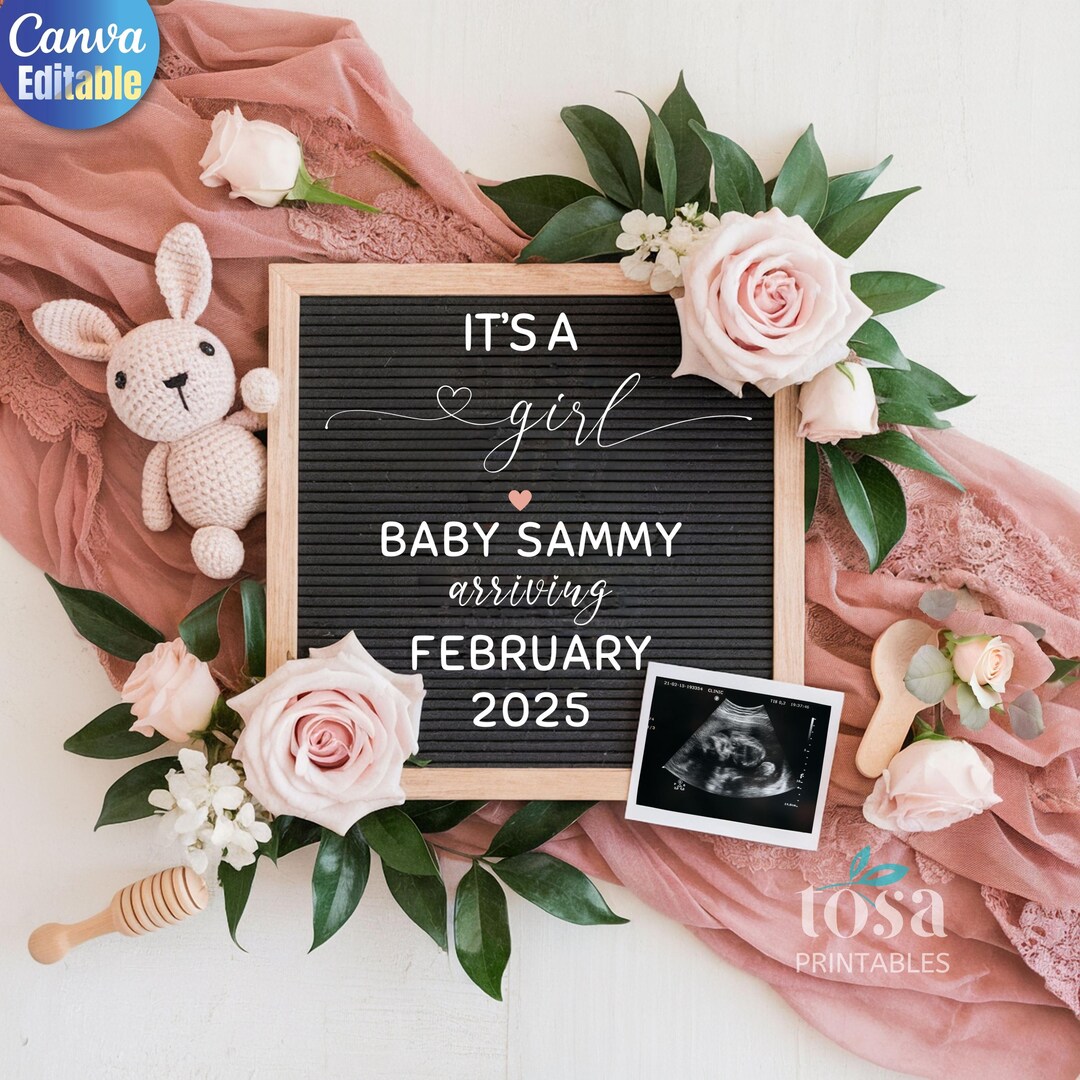 Digital Baby Girl Announcement For Social Media Pregnancy Announcement digital-baby-girl-announcement-for-social-media-pregnancy-announcement