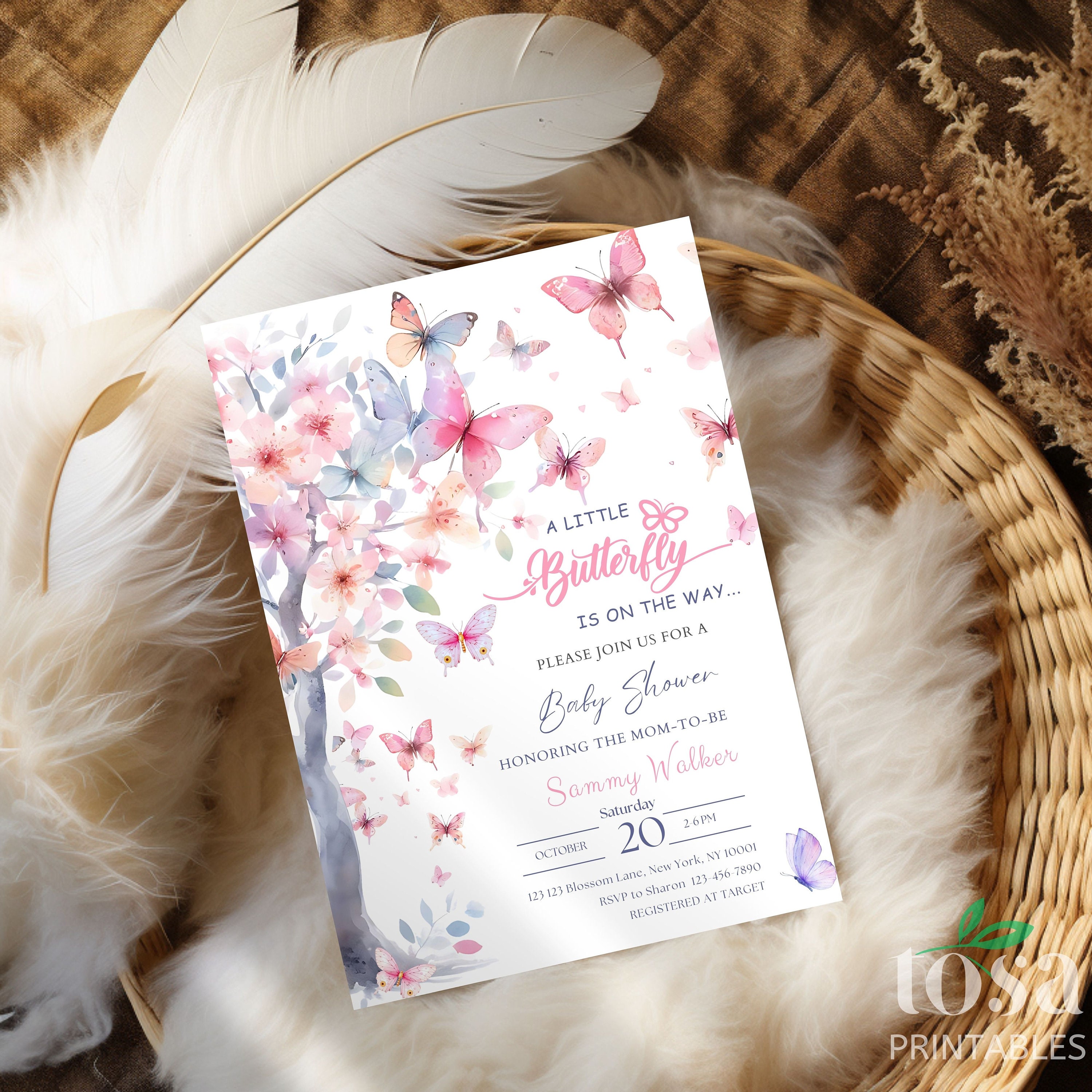 EDITABLE Butterfly Baby Shower Invitation Template INSTANT - Etsy