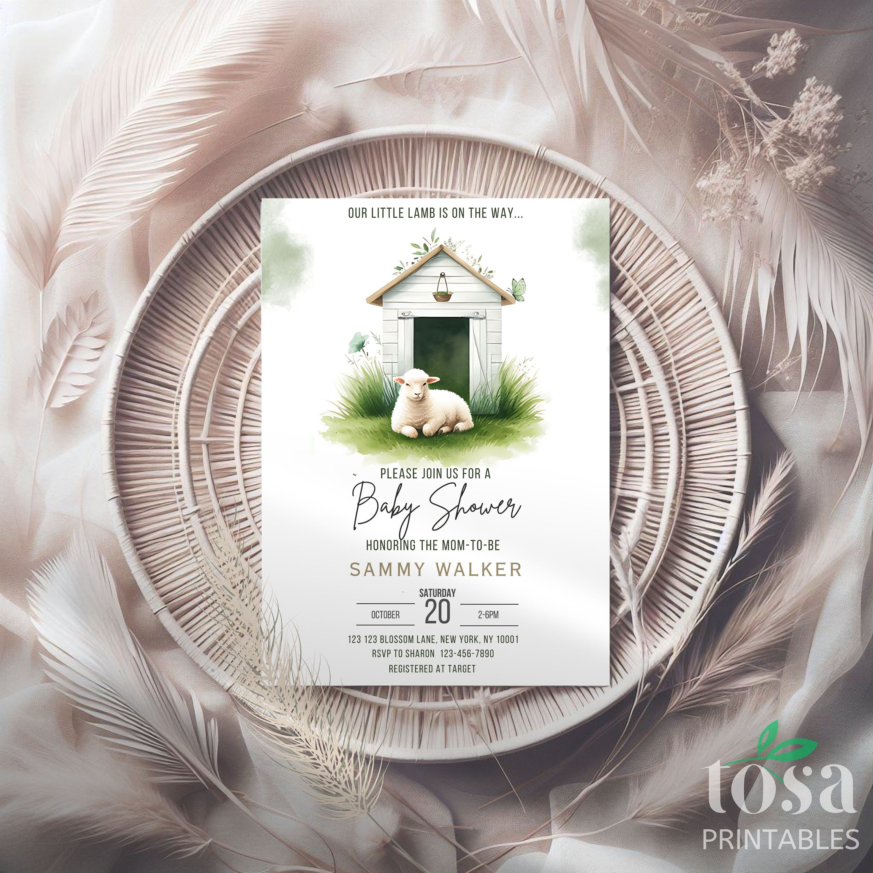 EDITABLE Lamb Baby Shower Invitation Template INSTANT DOWNLOAD ...