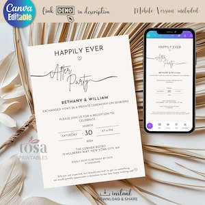 Minimalist Wedding Reception Invitation: Elopement Announcement (Digital Download)