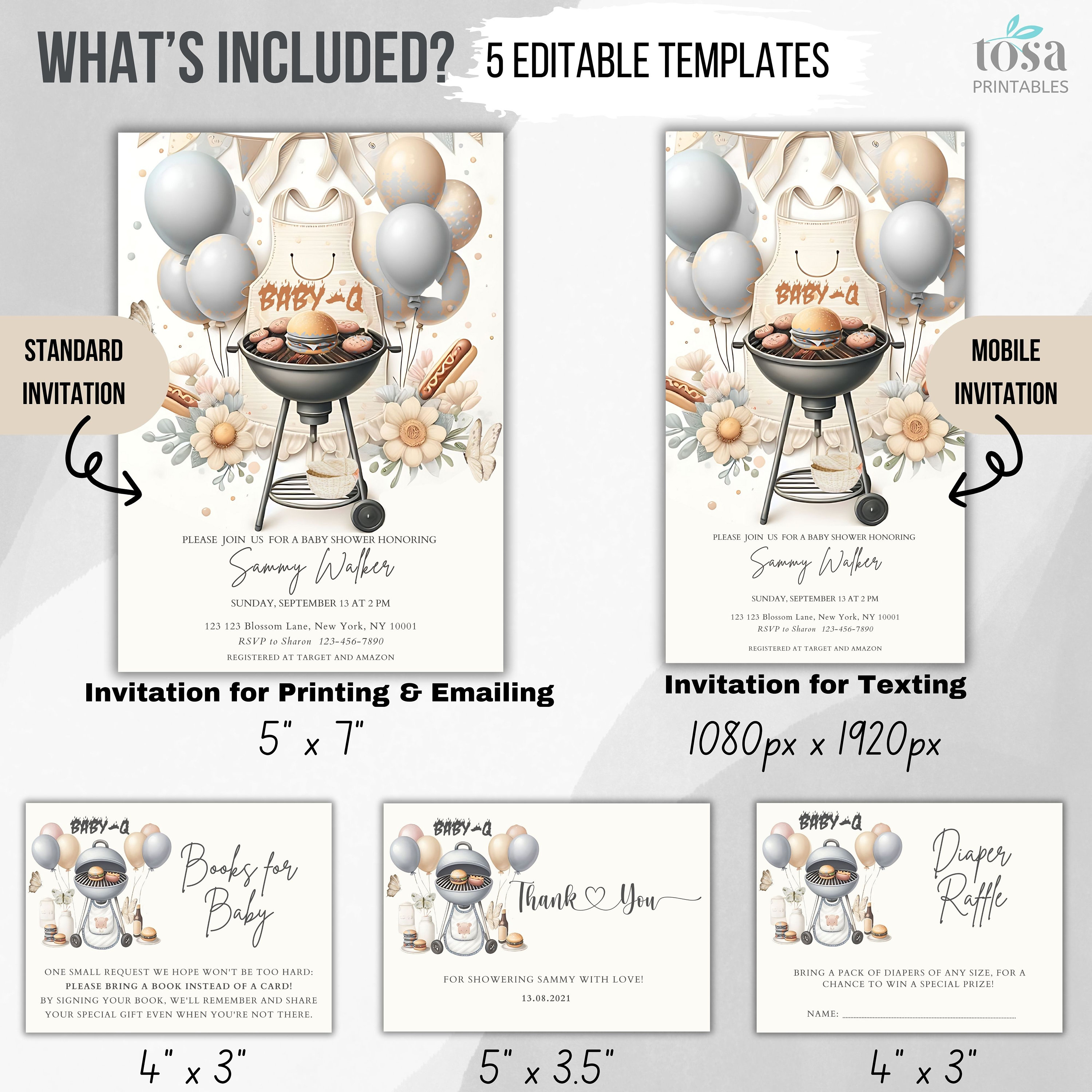 EDITABLE BBQ Baby Shower Invitation Editable Template, Bbq Baby Shower ...