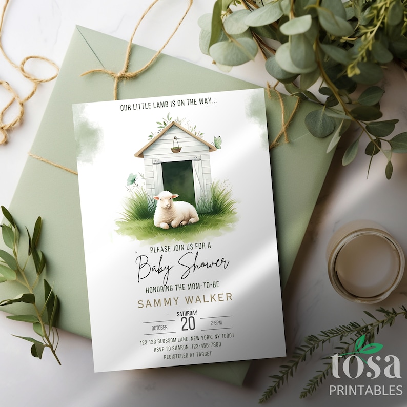 EDITABLE Lamb Baby Shower Invitation Template INSTANT DOWNLOAD ...