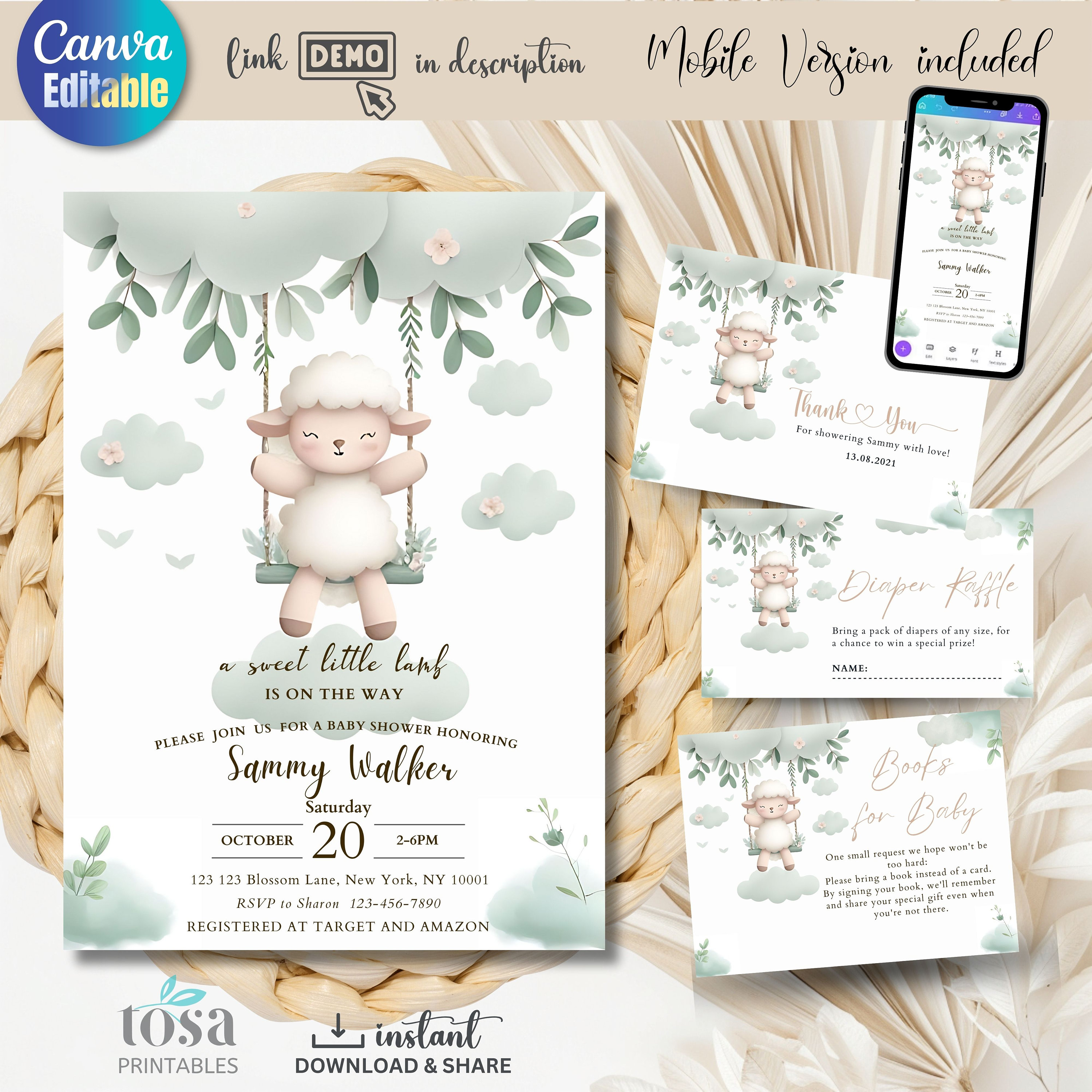 Little Lamb Baby Shower Banner Decorations - 'A Sweet Little Lamb Is On The Way' Farm Animal Gender Neutral Party Sign
