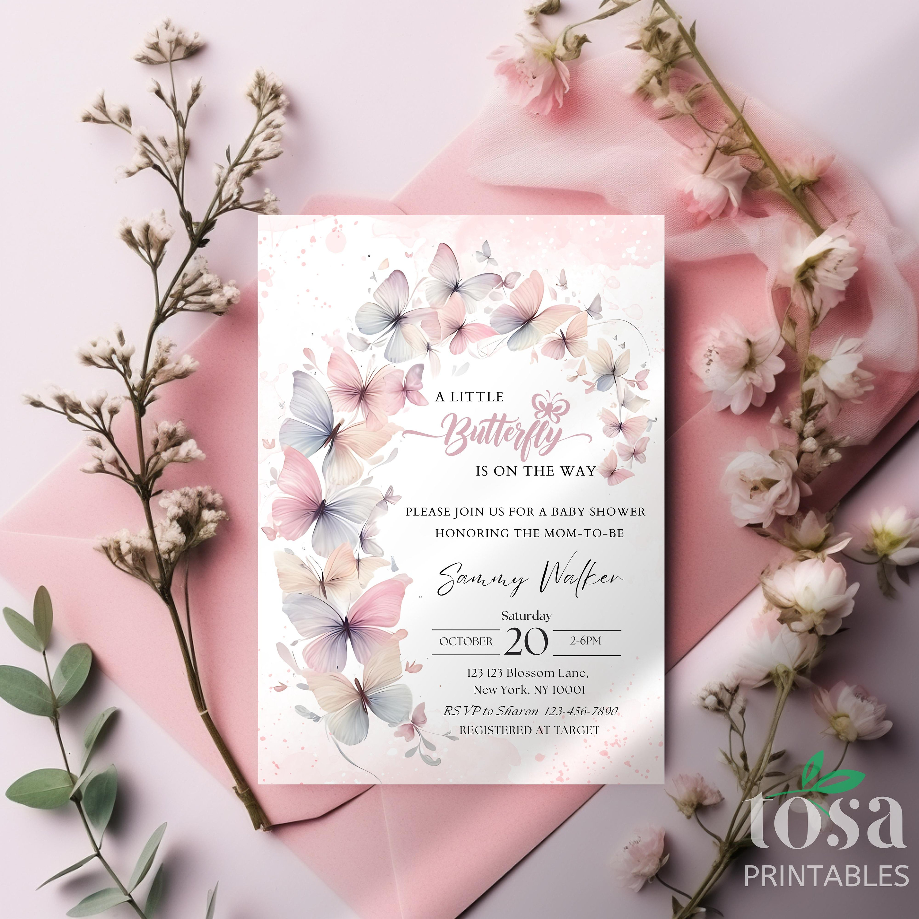 EDITABLE Butterfly Baby Shower Invitation Template INSTANT DOWNLOAD ...