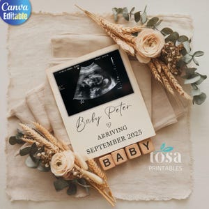 Digital Simple Neutral Rustikal Minimalistisch Schwangerschaftsankündigung Baby Reveal Neutral Gender Social Media Facebook Instagram Bearbeitbar