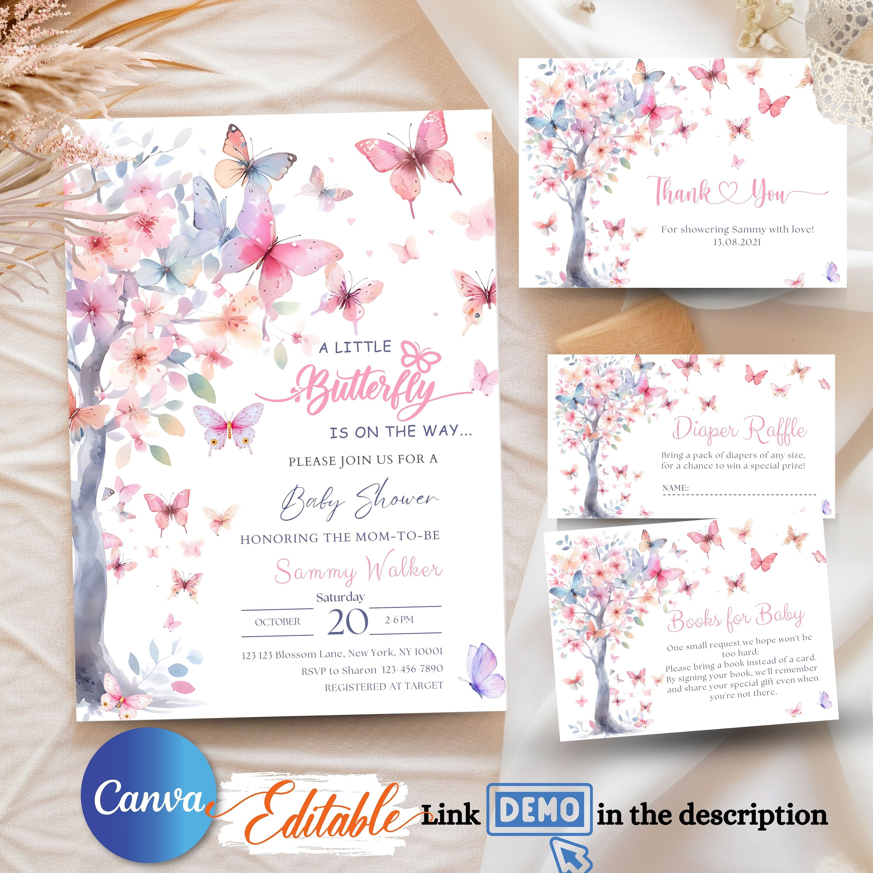 EDITABLE Butterfly Baby Shower Invitation Template INSTANT - Etsy