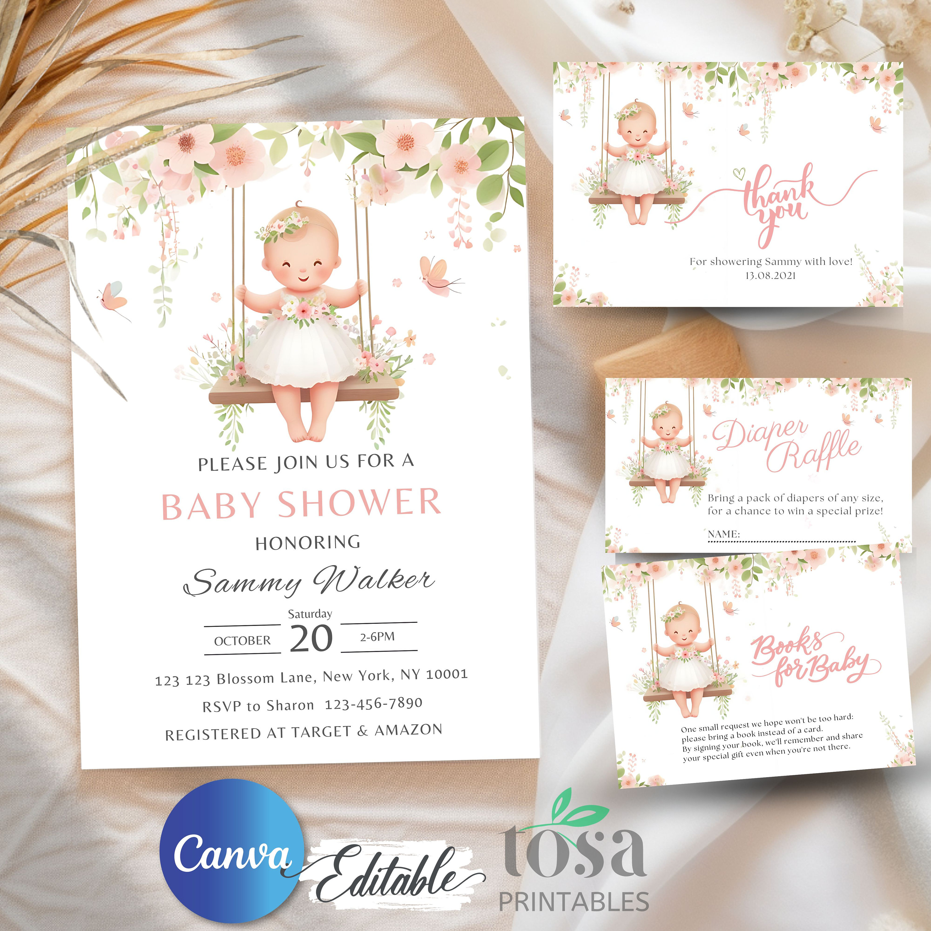 EDITABLE Baby in Bloom Baby Shower Invitation Template INSTANT DOWNLOAD ...