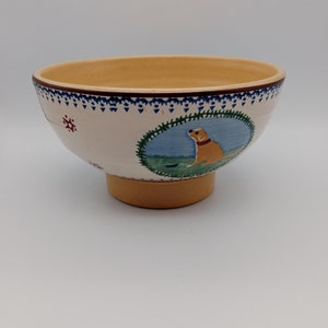 Irish Nicholas Mosse ceramic dog bowl, farm animals range, fruit bowl, hand made, Irish pottery, 7&quot;W, 3 1/2&quot; H, spring, Easter