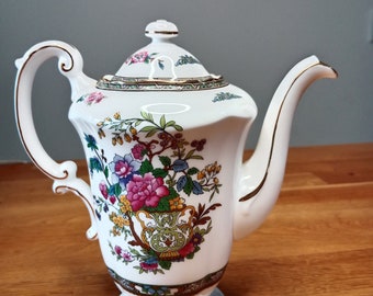 Paragon Bone China Tree of Kashmir 1970s Coffee Pot - Elegant Tea Time Delight, cosmetic wear on the foot, vibrant colours