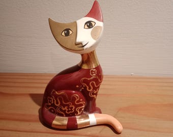 Goebel Rosina Wachtmeister Cat Figurine, Metallic Porcelain Frederico