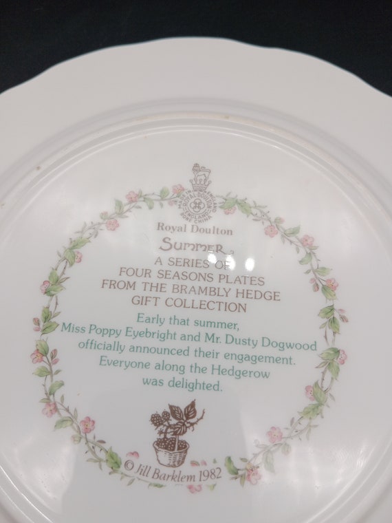 Vintage Brambly Hedge Tea Plate, Royal Doulton Summer Plate