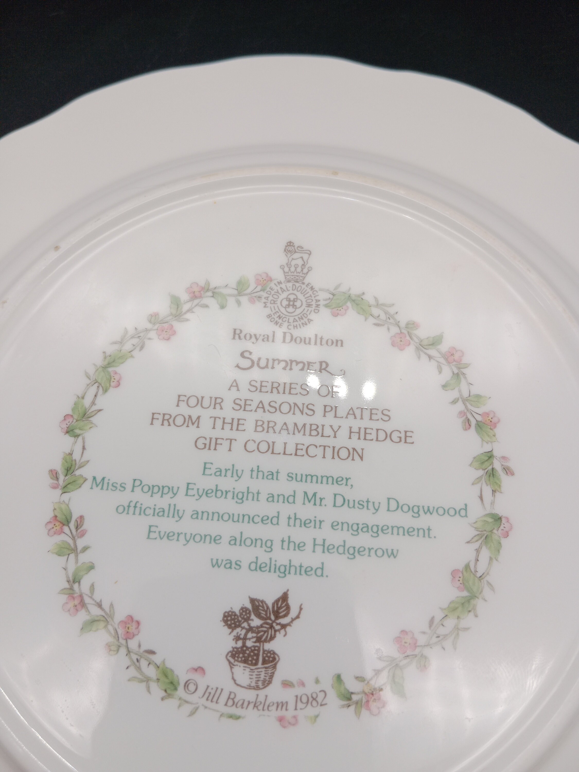Vintage Brambly Hedge Tea Plate, Royal Doulton Summer Plate
