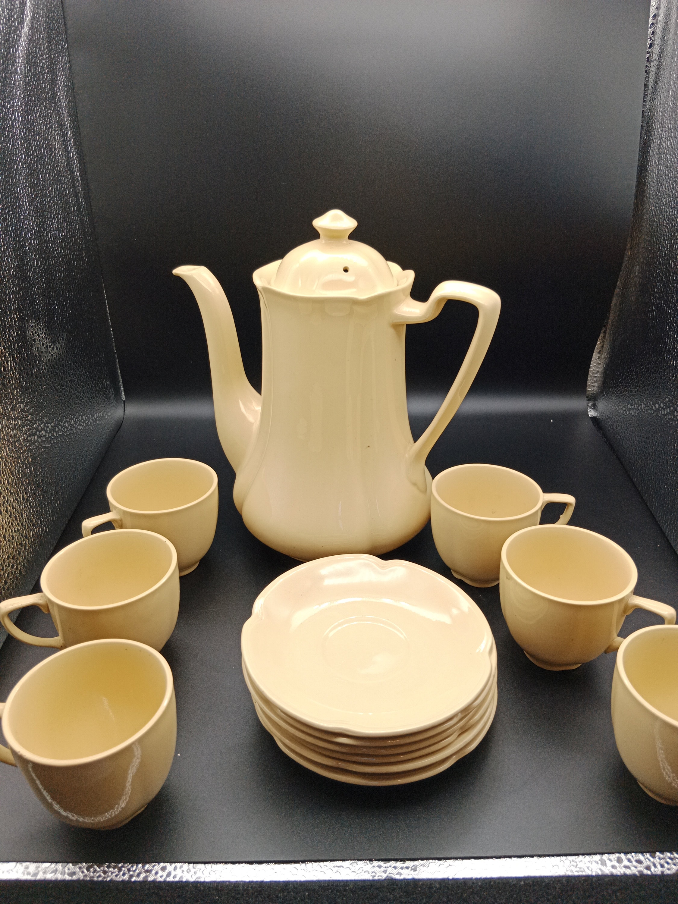 Vintage Johnson Brothers Coffee Set, Goldendawn Teapot With Cups