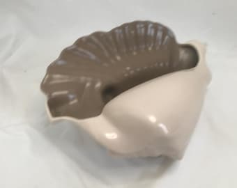 Poole Pottery Conch Shell: Twin Tone Brown & Grey Ceramic Coastal Decor