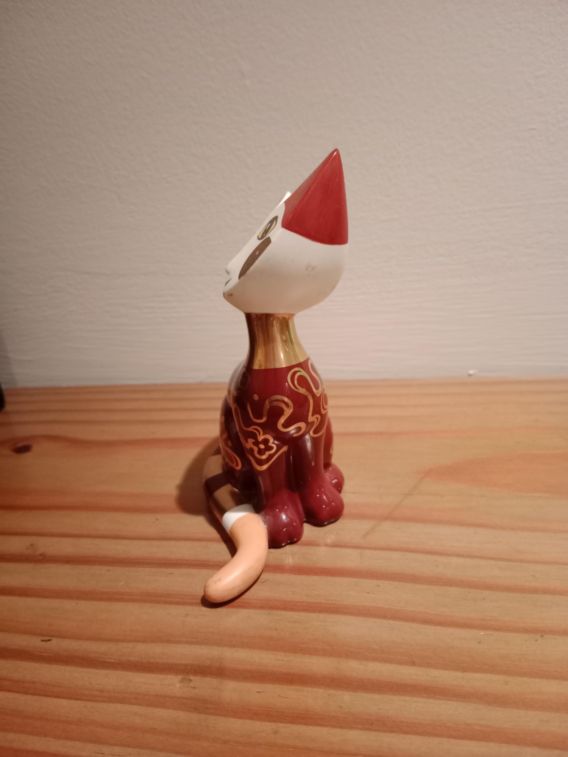 Goebel Rosina Wachtmeister Cat Figurine, Metallic Porcelain