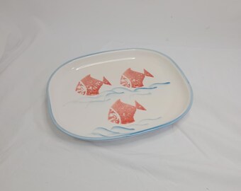手描きの陶器製魚皿：サントス ポルトガル シーフードサービング