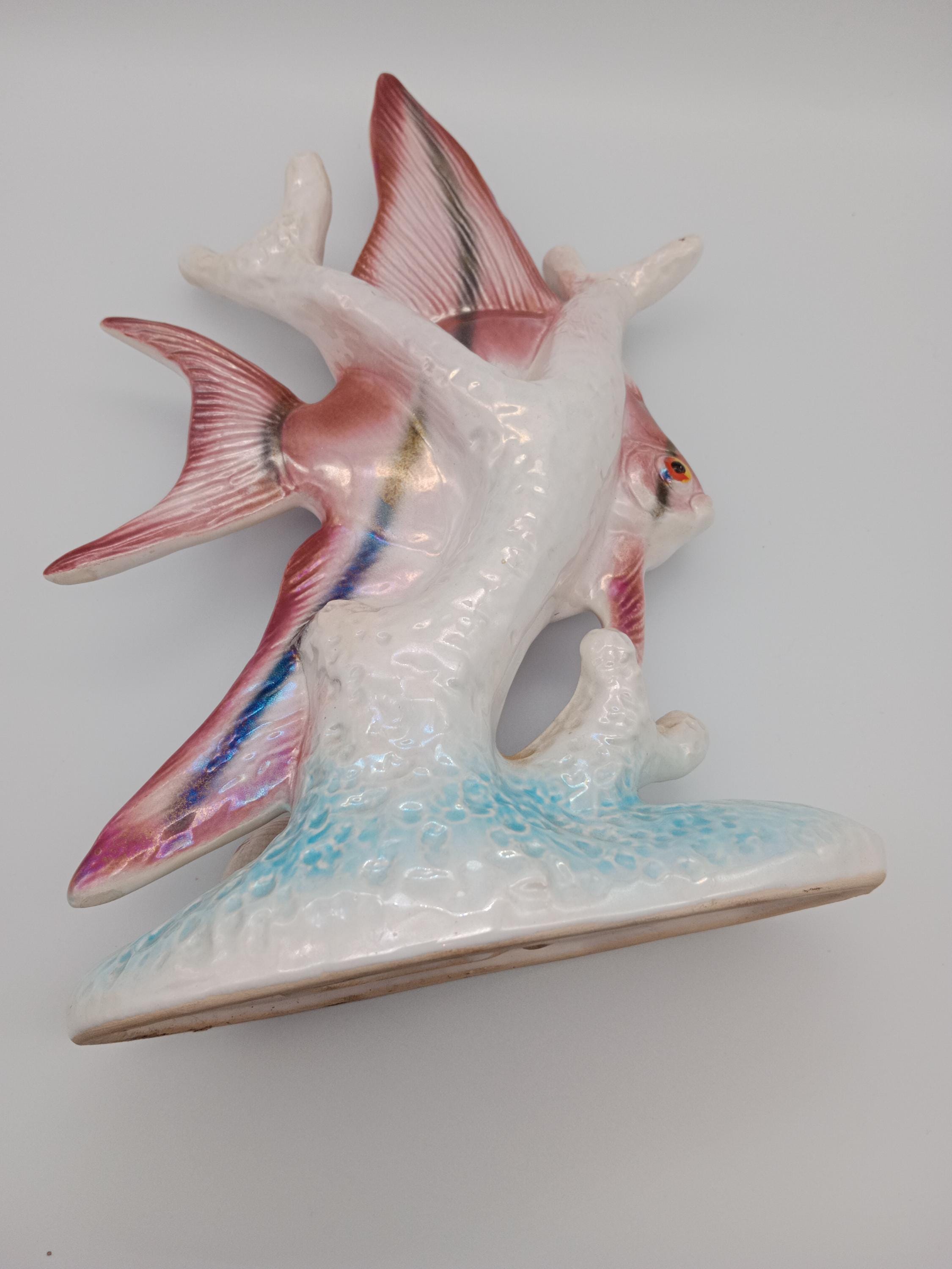 Vintage Jema Holland No.822 Pink Angel Fish Porcelain Figurine