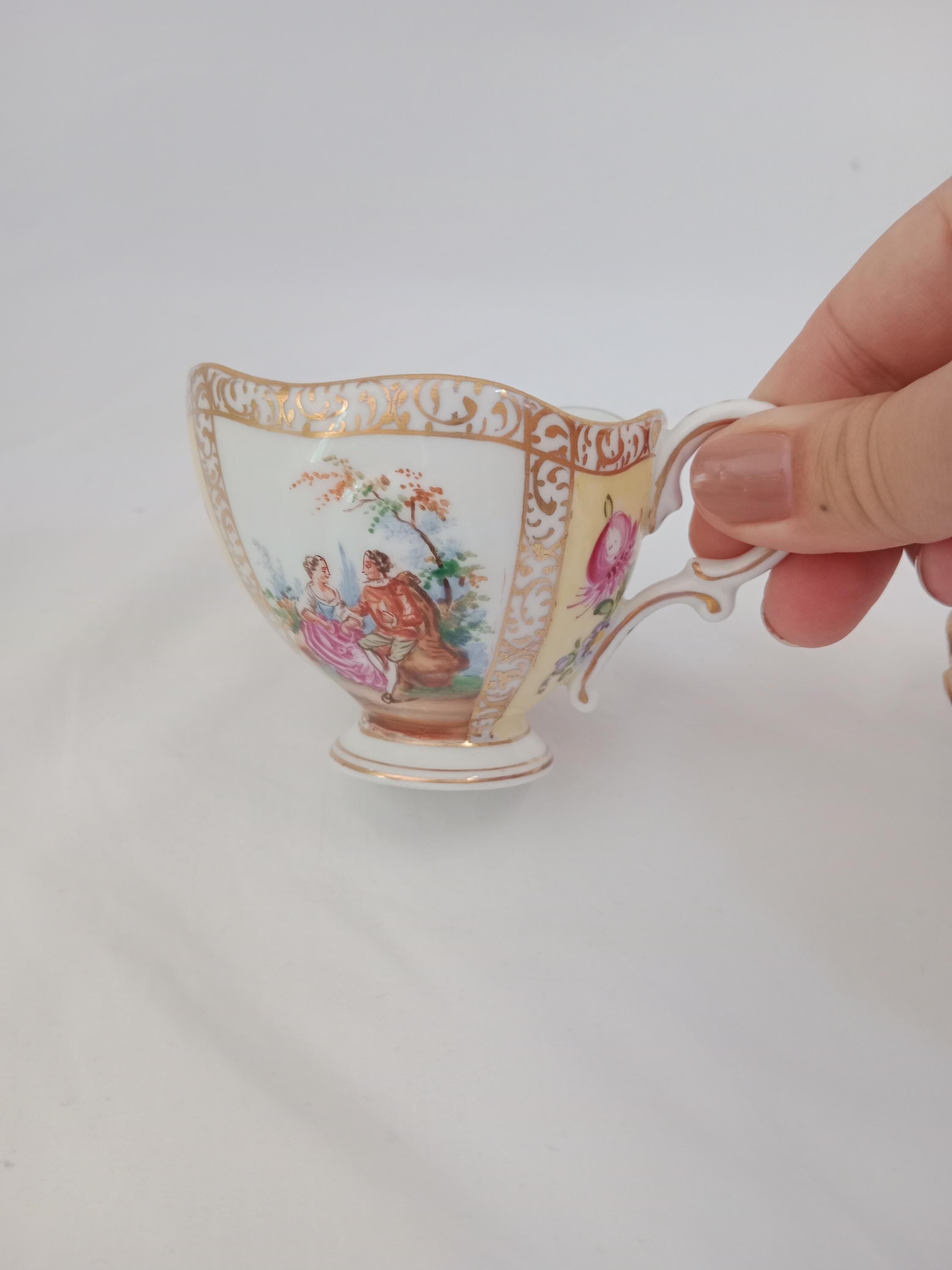 Vintage Rare C.1920s Helena Wolfsohn Dresden Yellow Quatrefoil Tea