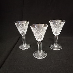 Three Waterford Crystal Templemore cordial glasses, Ireland, exquisite vintage Irish crystal, 3 7/8&quot; H, 1 7/8&quot; W, discontinued pattern