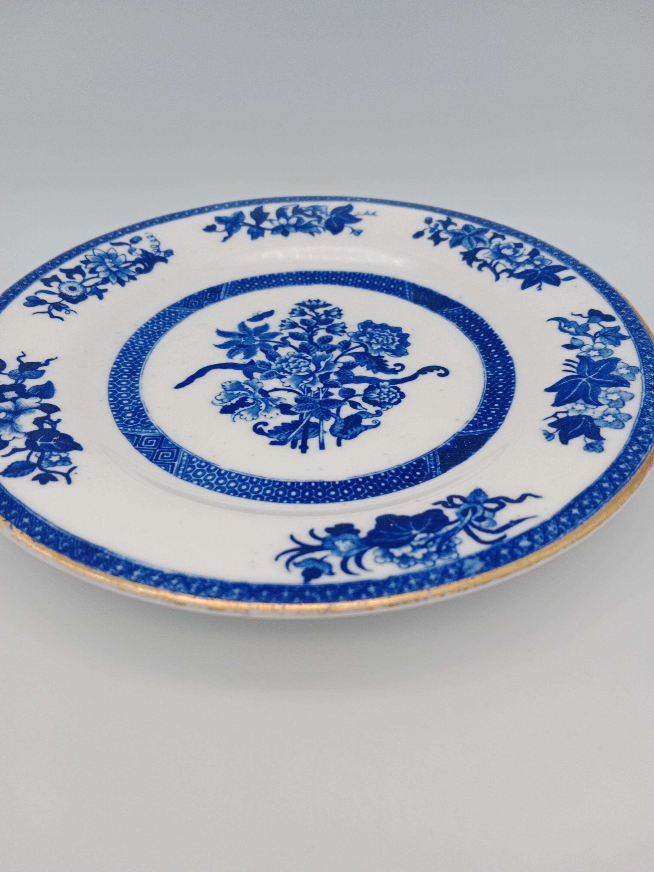 ヴィンテージ コープランド スポードの花柄ディナープレート、ブルー